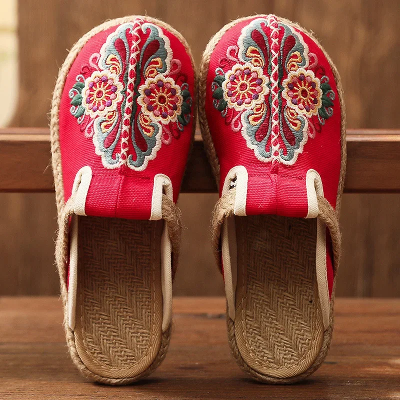 Women'S Shoes Vegan - 2025 Kadın Rahat Keten El Yapımı
