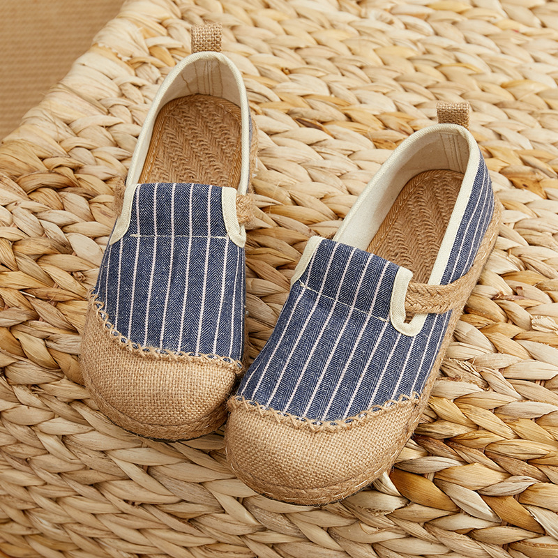 Women'S Shoes Vegan - Careaymade-kadınlar çizgili keten tuval üzerinde kayma