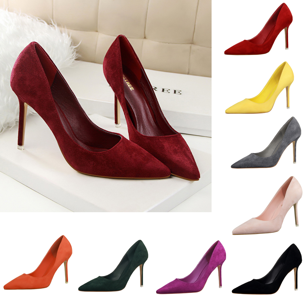 Court Heel Pointed - Zarif klasik süet pompaları 4 