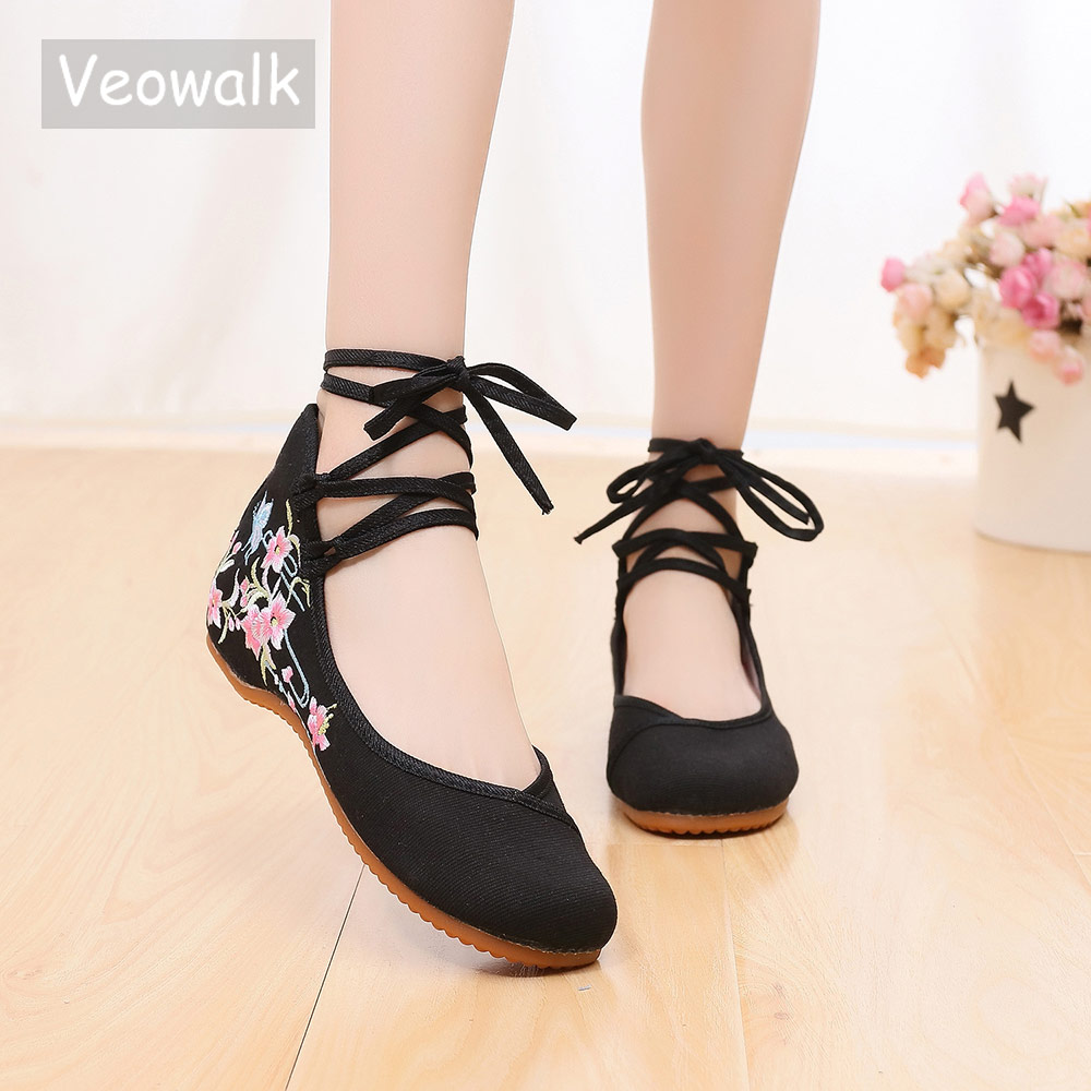Women'S Shoes Vegan - Veowalk Ayak Bileği Kayışı Kadın Kanvas