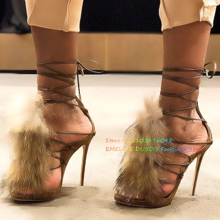 Suede Ankle Boot - Kürk Dekor Yüksek Topuk bileğe kadar