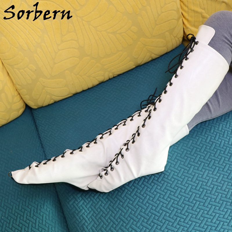Women'S Shoes Vegan - Sorbern Beyaz Bale Topuksuz Çizmeler Kadınlar