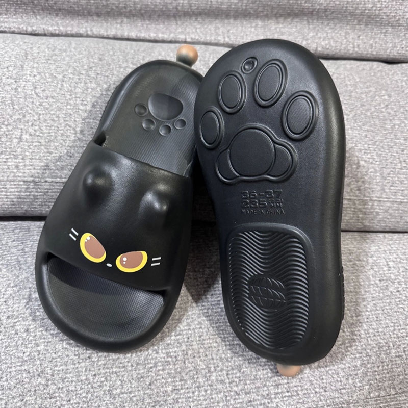 Yeni Sevimli 3D Siyah Kedi Pat - Women Shoes Black incelemesi ve fiyatı