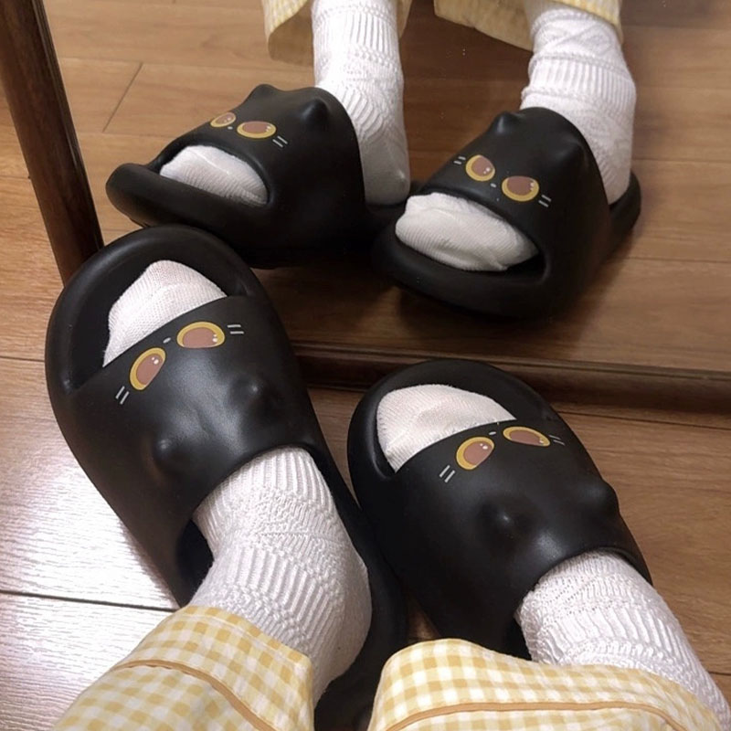 Yeni Sevimli 3D Siyah Kedi Pat - Women Shoes Black incelemesi ve fiyatı